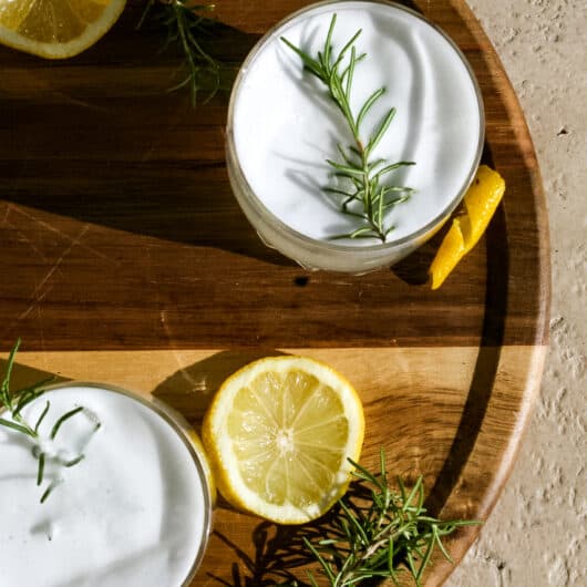 Rosemary gin fizz viewed from the top