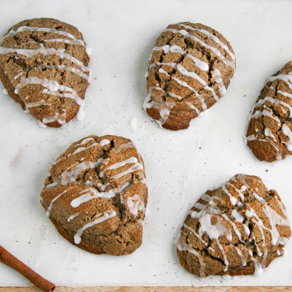 Overhead photograph of buckwheat chai spiced scones