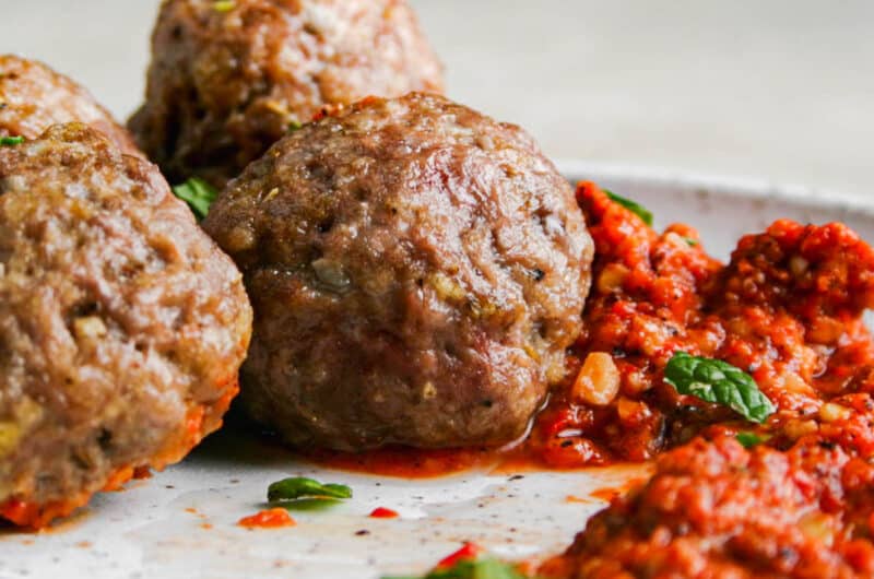 Lamb Meatballs with Middle Eastern Inspired Romesco