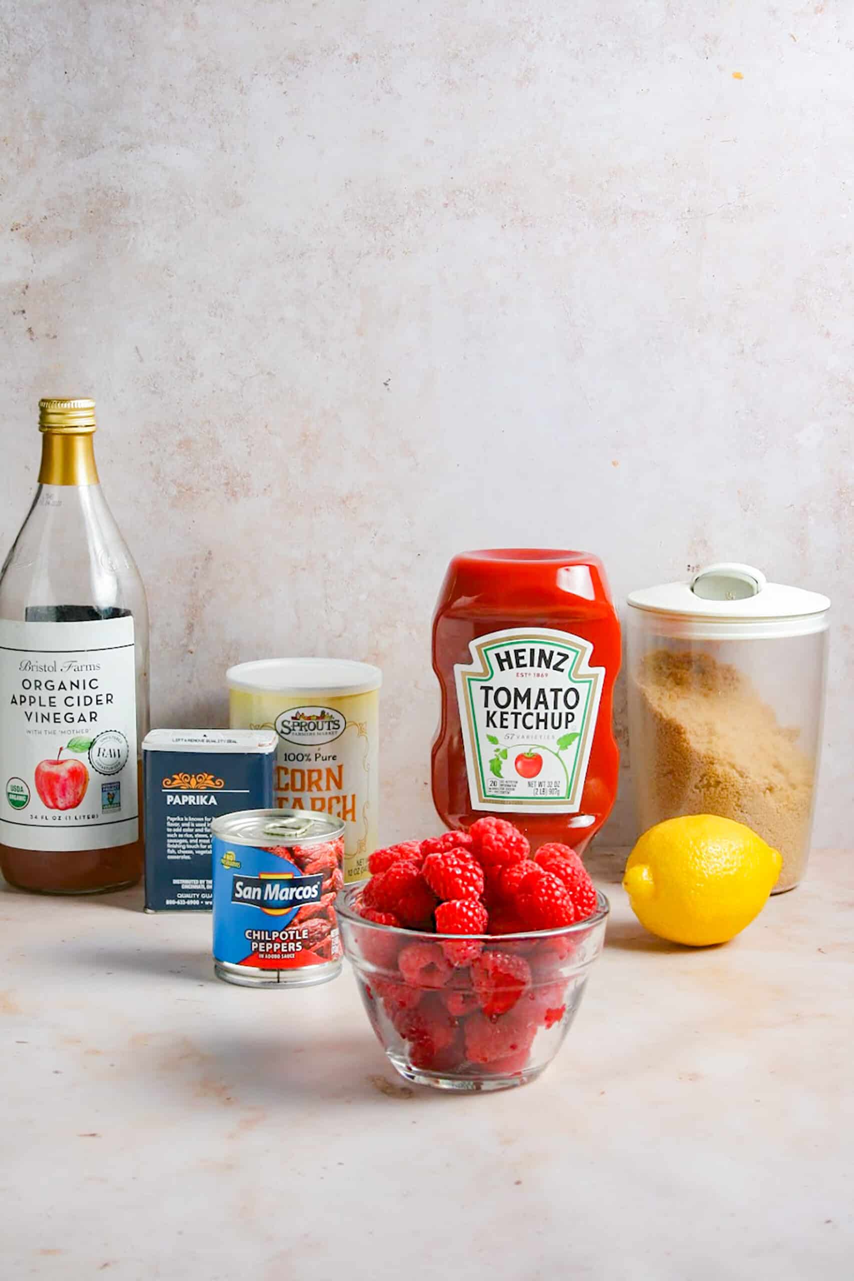 Ingredients needed for Chipotle Raspberry BBQ Sauce