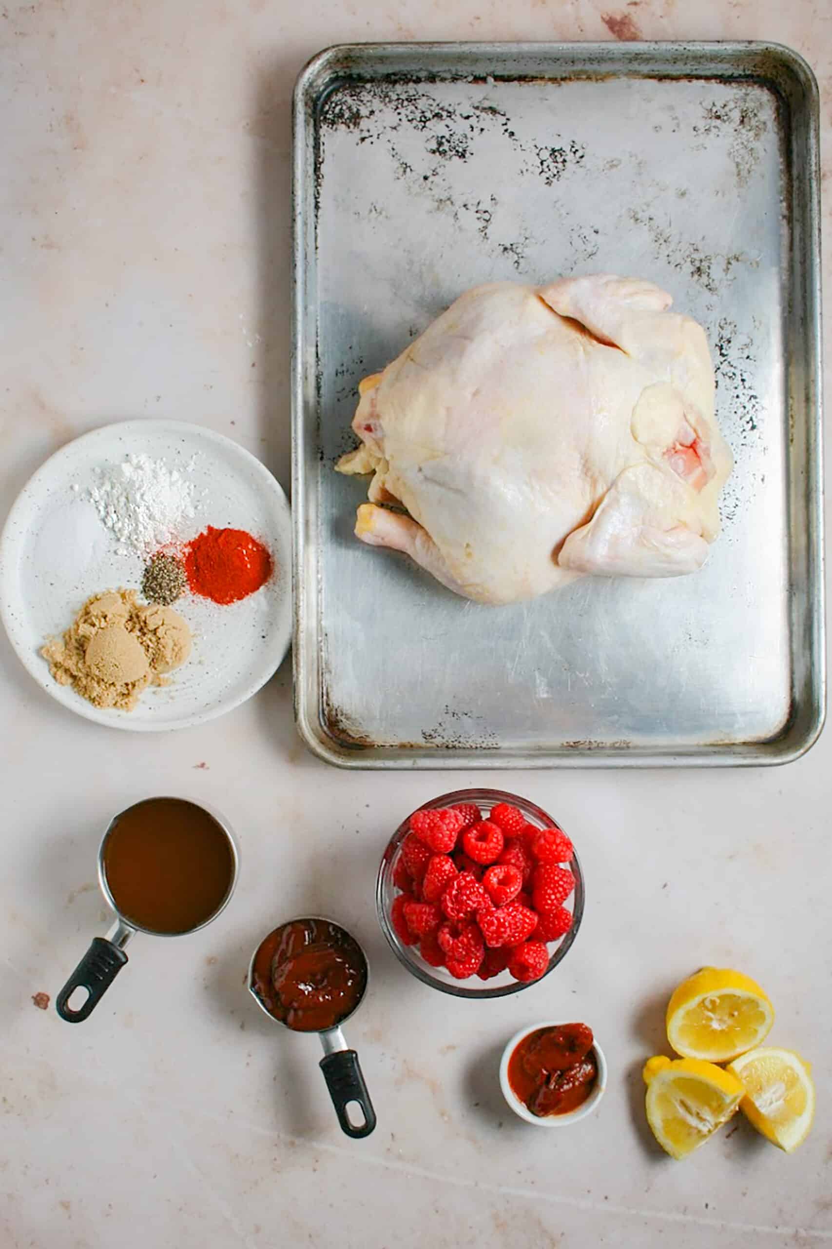 Chipotle Raspberry BBQ Sauce and a chicken