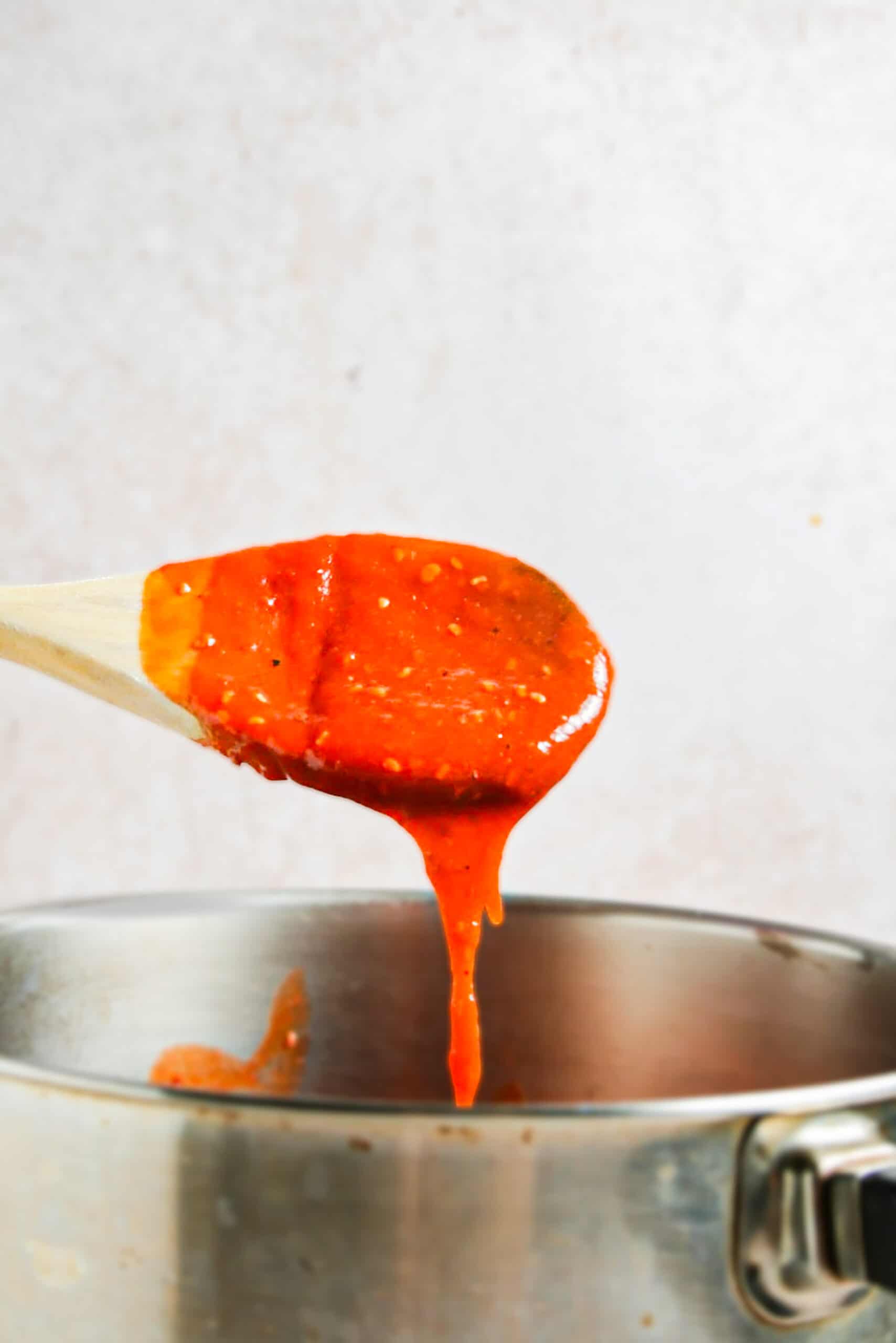 Process shot photo of Chipotle Raspberry BBQ Sauce being made