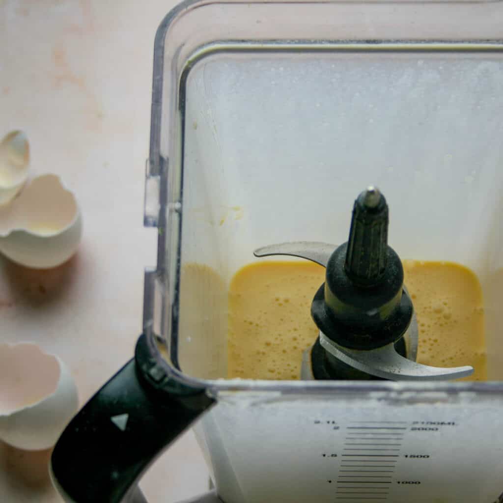 Batter for dutch baby in a blender.