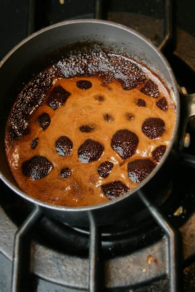 Red wine reduction sauce for red wine pan fried Brussels sprouts