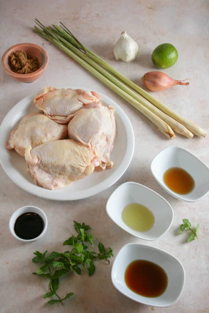 ingredient shot for Vietnamese lemongrass chicken things