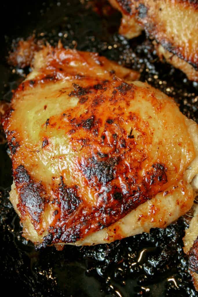 Seared chicken thigh with crispy skin