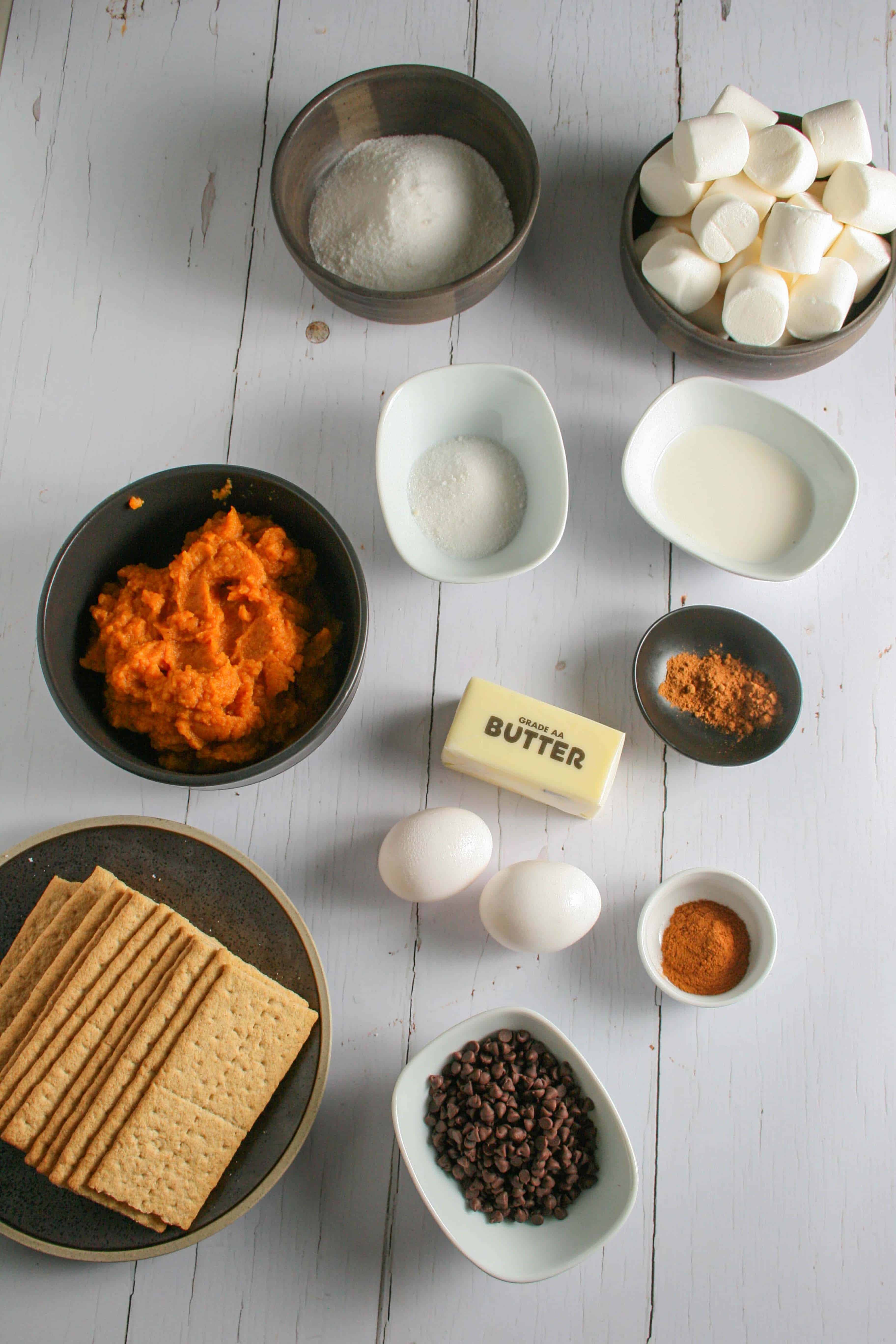 photo of ingredients for pumpkin smore's bars