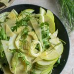 Close up photograph of shaved fennel salad