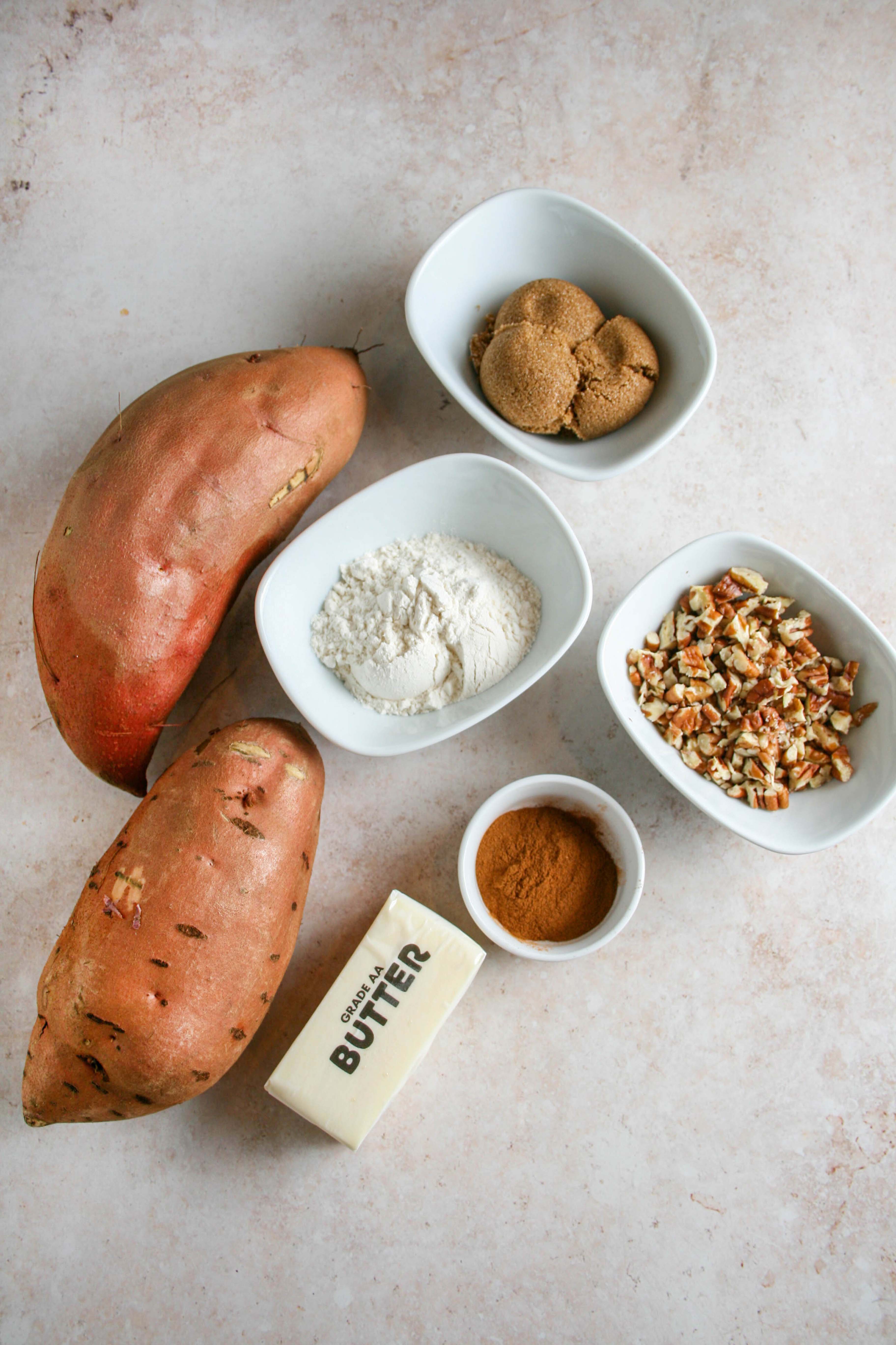 Pecan Crumble Sweet Potato Stack ingredients